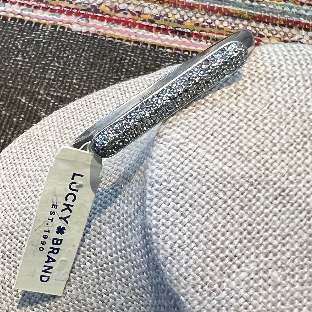 Lucky Brand Silver-Tone Pave Bar Bracelet